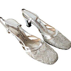 VINTAGE 60s SILVER SHOES Size 8 Narrow Sagamore Handmade Formal Cocktail Party